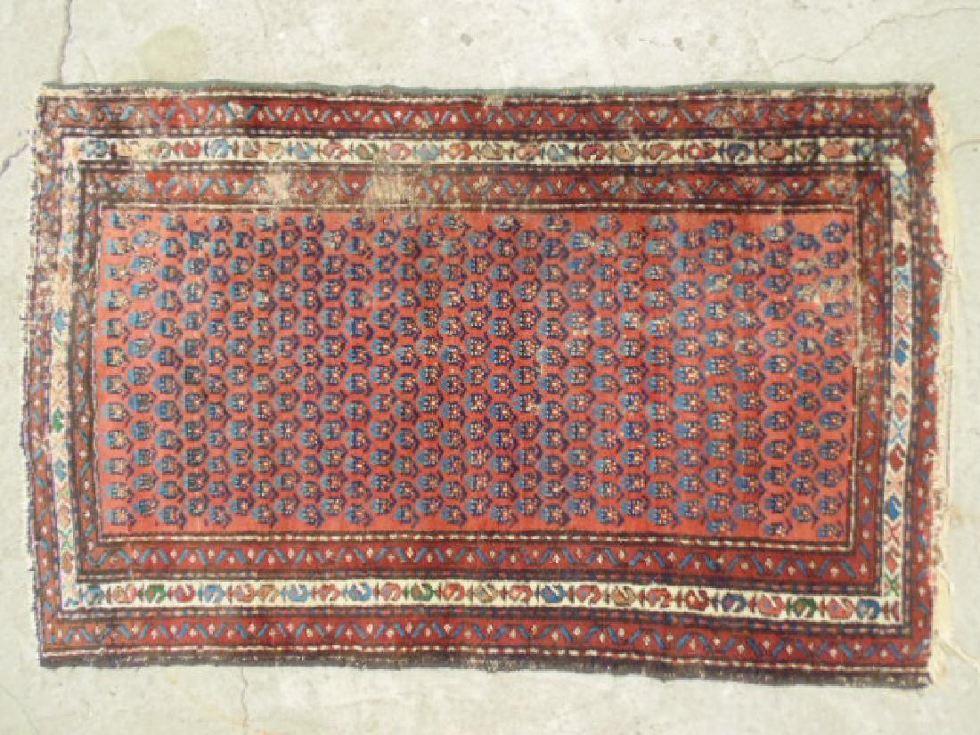 Small Persian scatter rug, worn, red, blue (1 of 4)