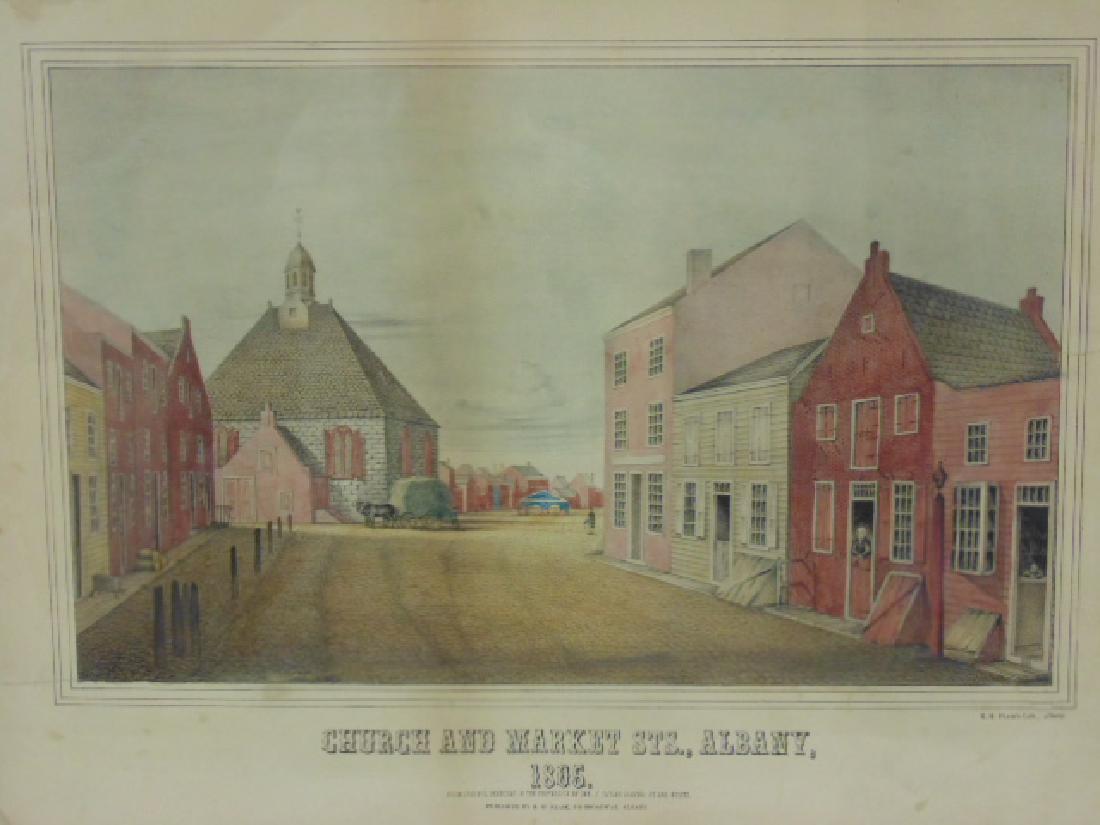 Lithograph, "Church & Market Street, Albany New York, (1 of 7)