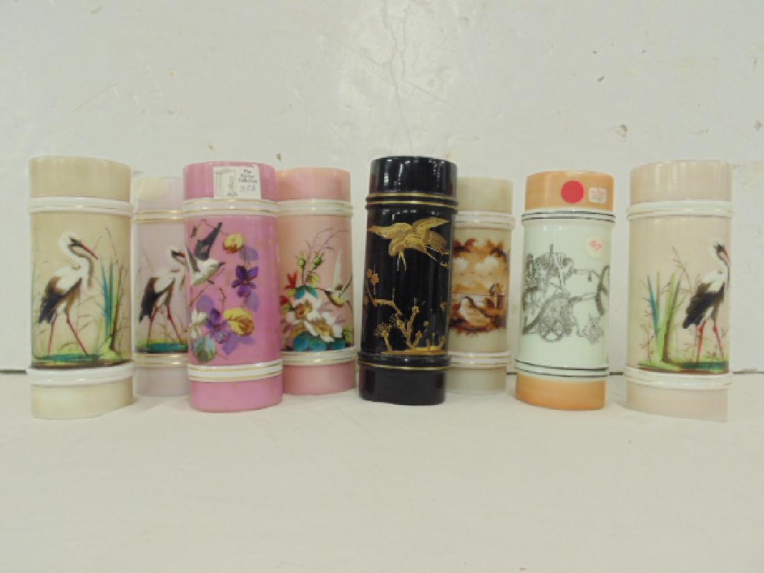 Lot 8 Victorian enamel decorated ring vases, includes (1 of 8)