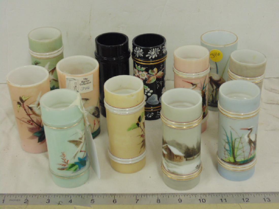 Lot 12 Victorian enamel decorated ring vases, (1 of 5)