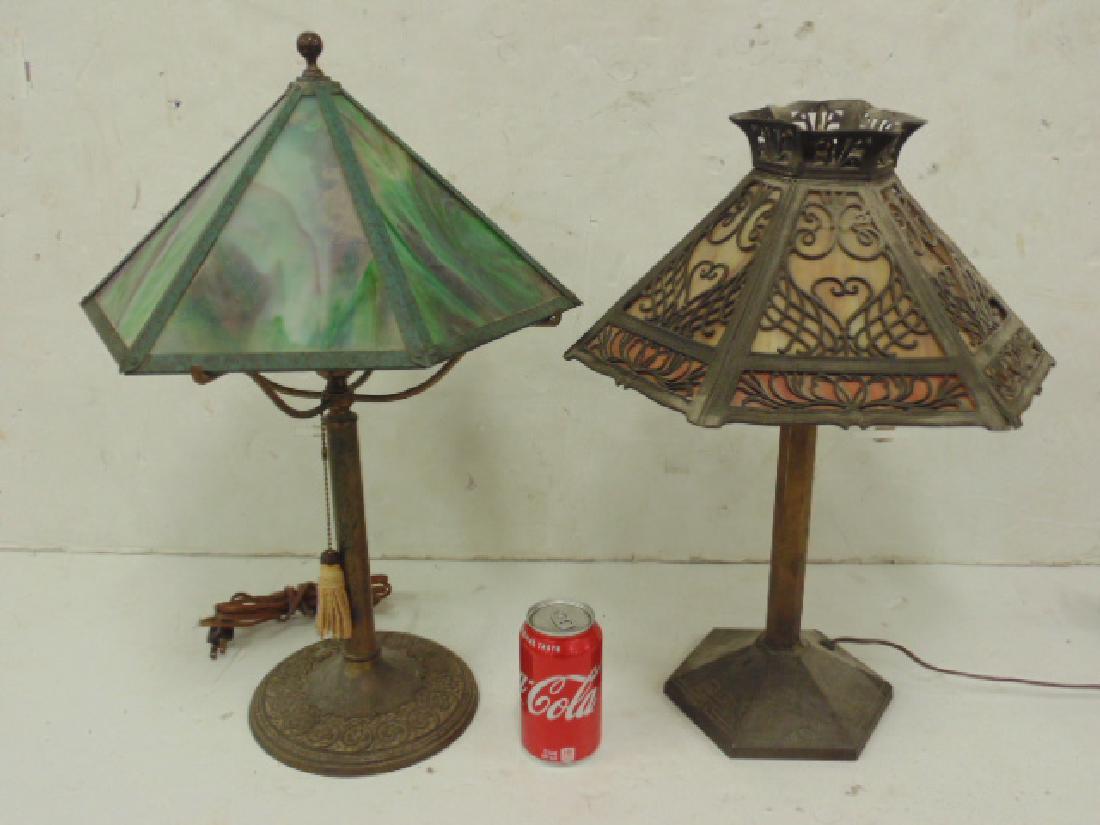 2 Bradley & Hubbard table lamps with panel glass (1 of 6)