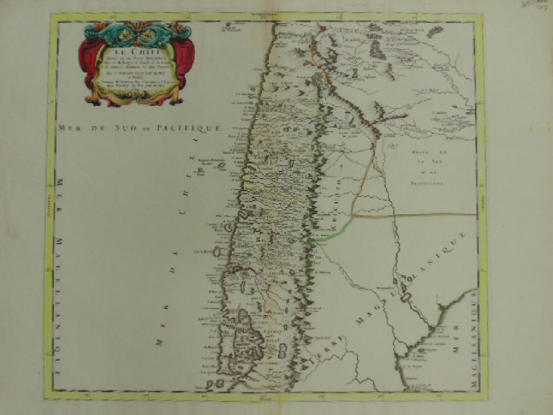 Antique 1669 map of Chile by Sanson, "Le Chile, Divise: Antique 1669 map of Chile by Sanson, "Le Chile, Divise en ses Treize Iurisdictions Tire du R.P. Also de Oualleâ€¦1669", hand colored, minor loss left margin, map is 18" by 24"
