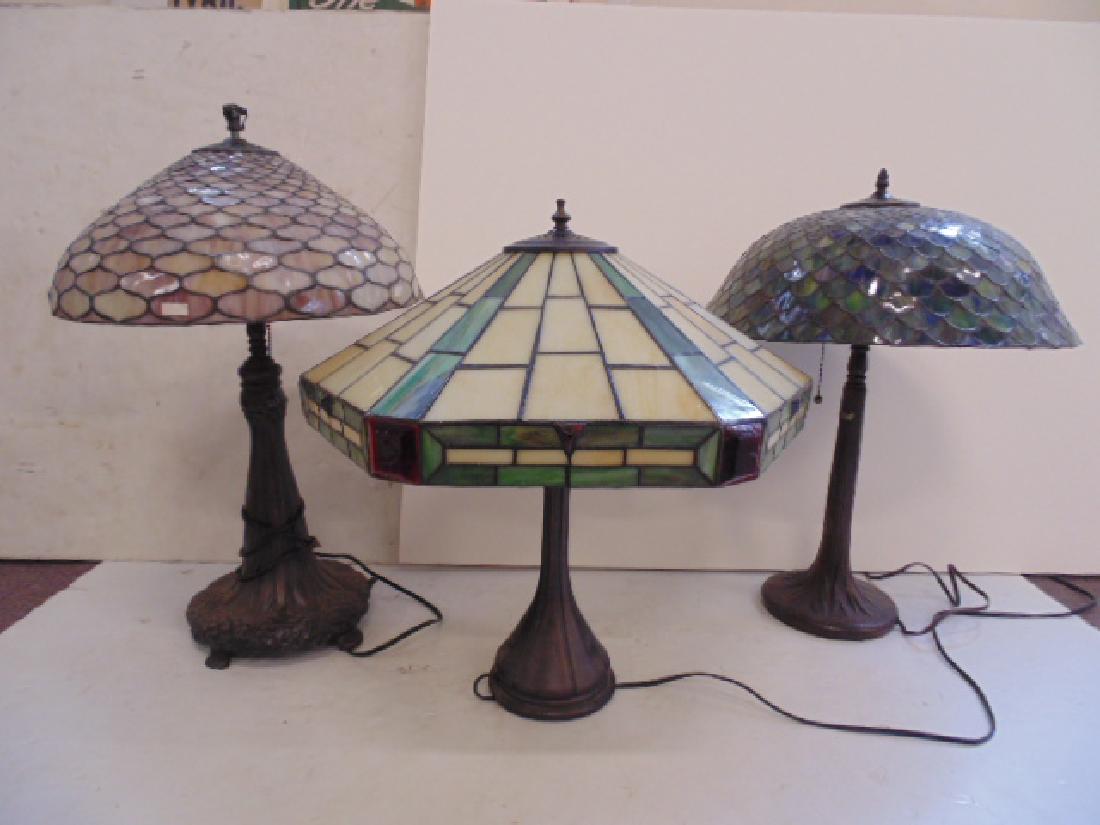3 table lamps with leaded dome shades, not old. (1 of 4)