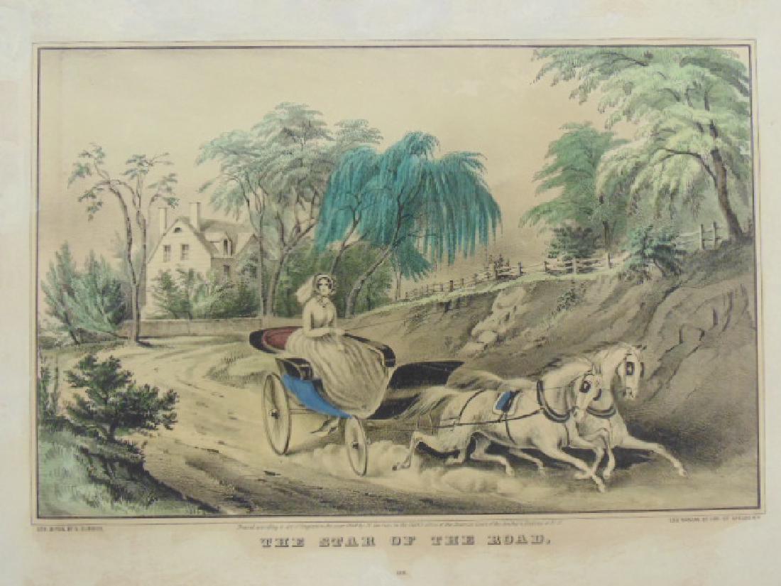 Nathaniel Currier print, "The Star of The Road" (1 of 5)