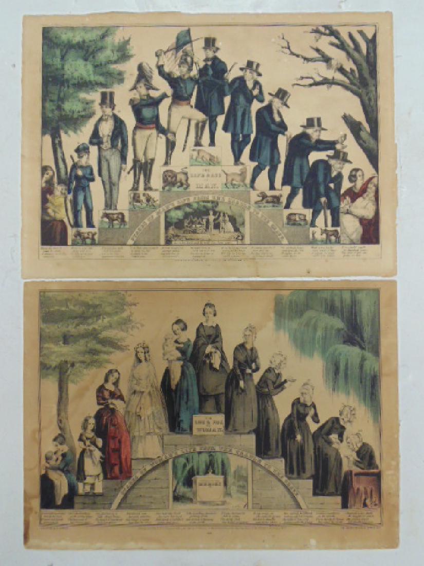 N. Currier prints, Stages of Man's & "Stages of Woman's (1 of 12)