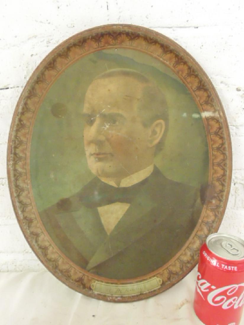 Tole serving tray, portrait of William McKinley, oval, (1 of 4)