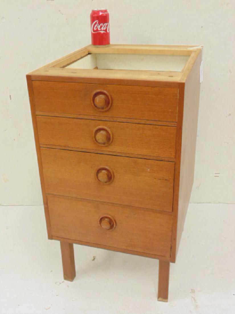 Mid Century 4 drawer file, veneer sides, top missing, (1 of 3)