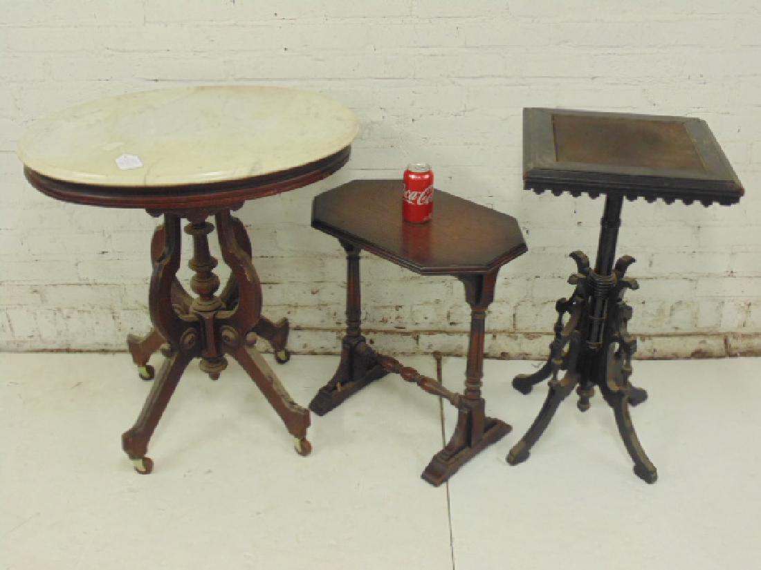 3 Victorian side table, oval marble top, octagonal side (1 of 4)