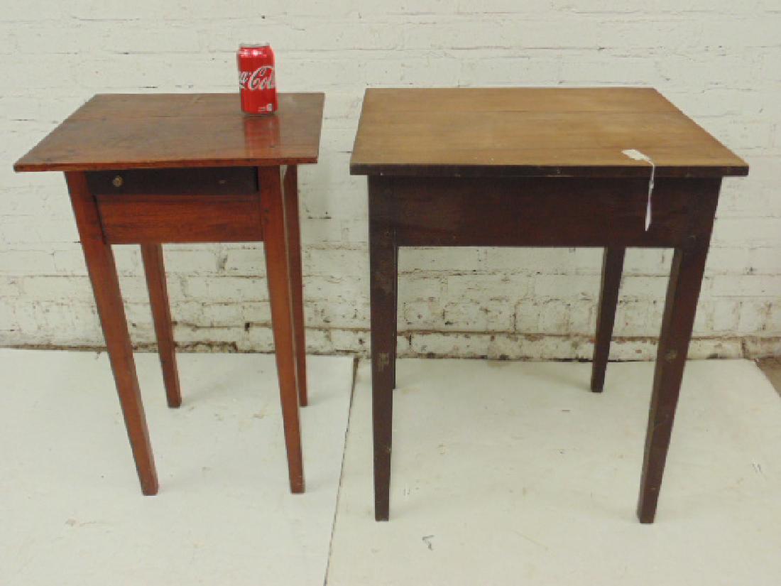 2 square top country stands, walnut, 20" by 23.25" & (1 of 2)