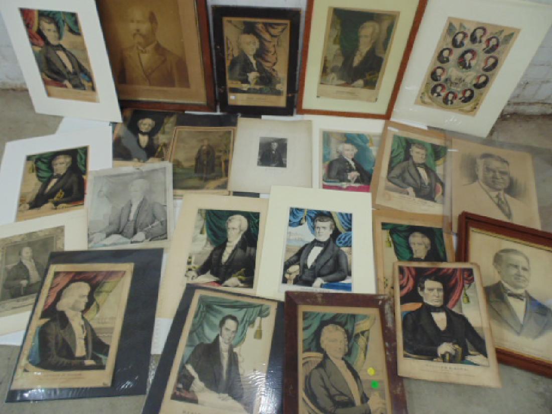 Presidential portrait lot, including etchings, (1 of 12)