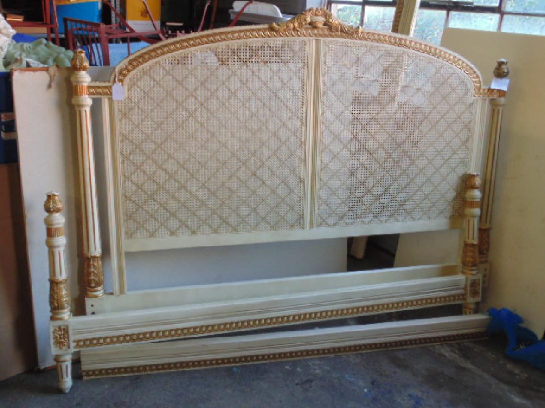 Julia Grey king size caned & paint decorated bed (1 of 5)