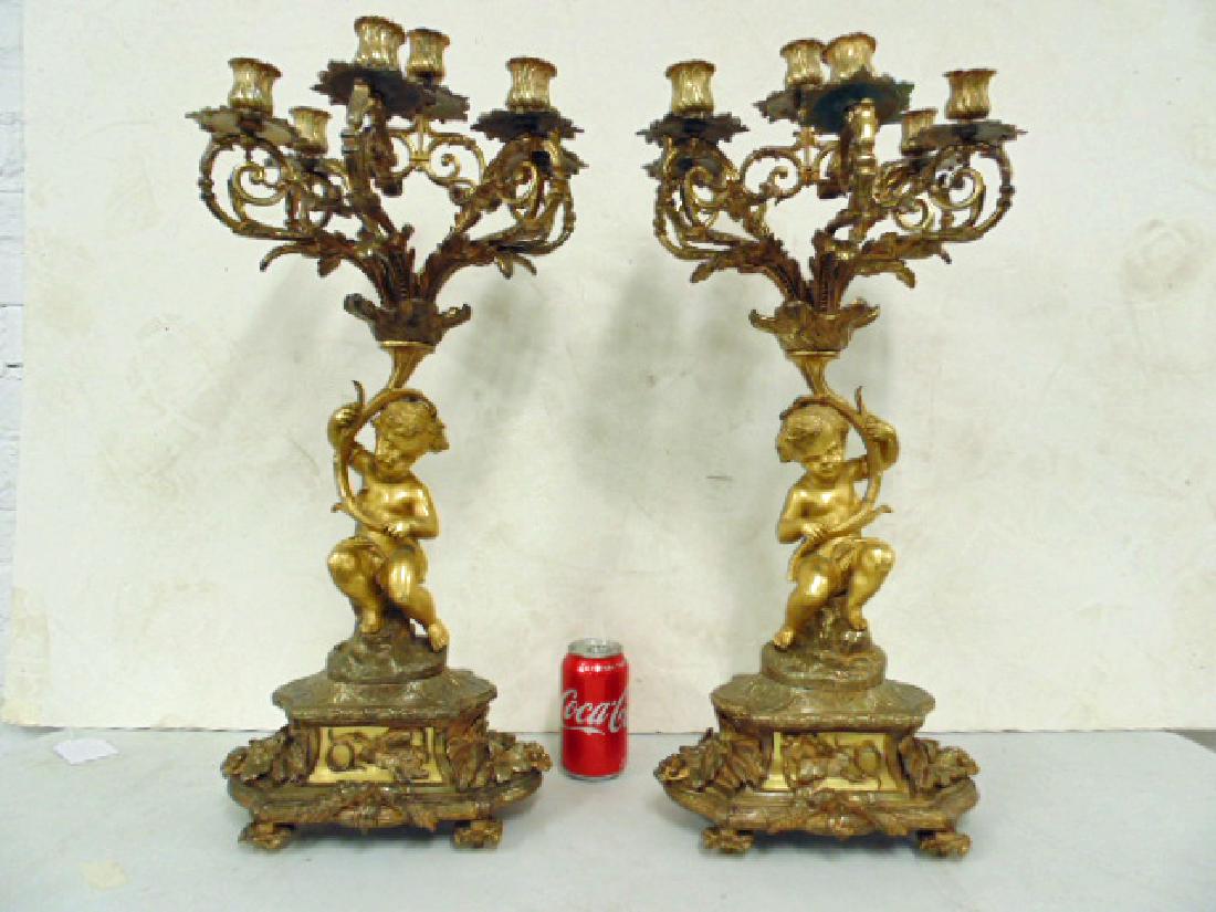 Pair brass & bronze figural candelabra (1 of 9)