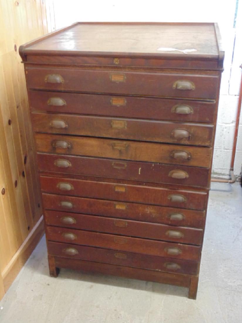Oak flat file or vestment cabinet in 2 sections (1 of 10)