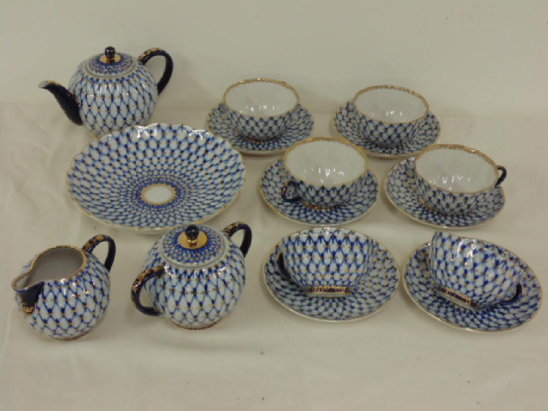 USSR, Russian porcelain tea set, blue & white