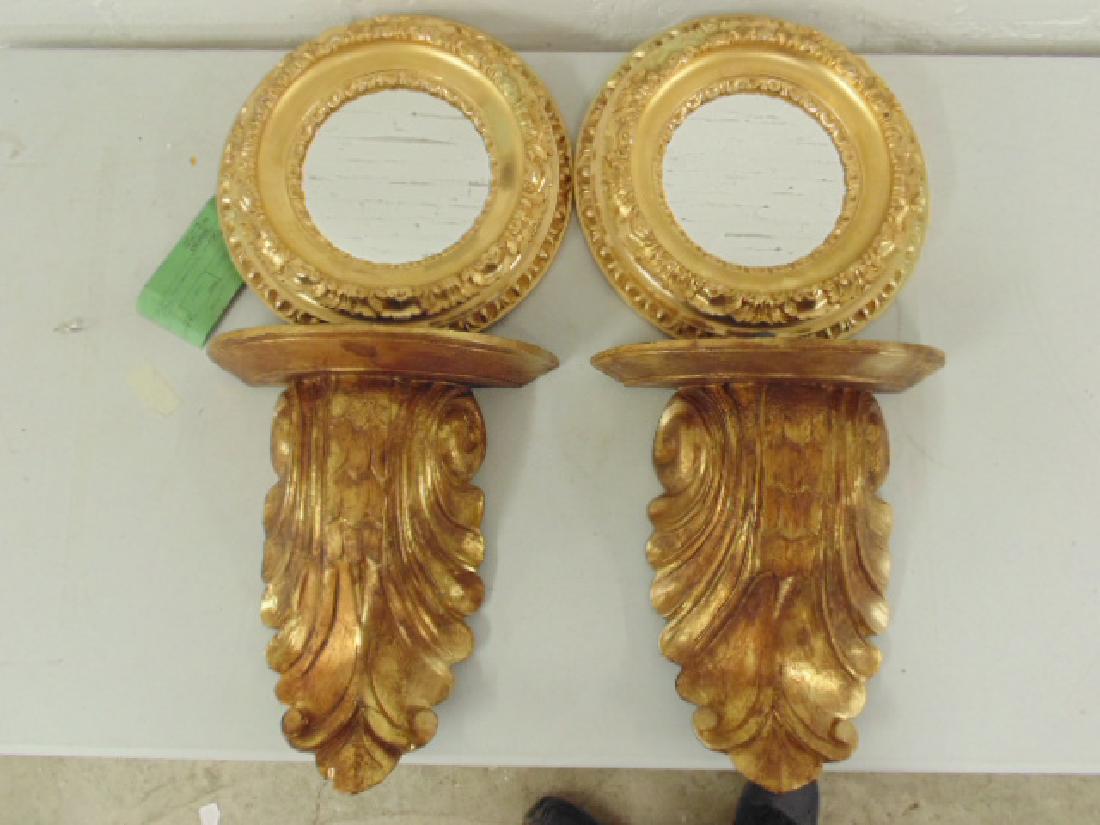 Pair gold leaf 19th Century round frames, brackets (1 of 5)