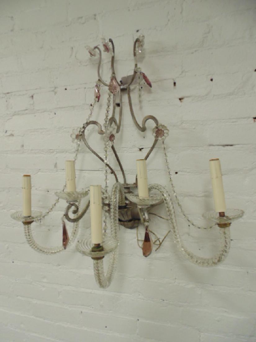 Single French 50's 5 arm glass wall sconce (1 of 6)