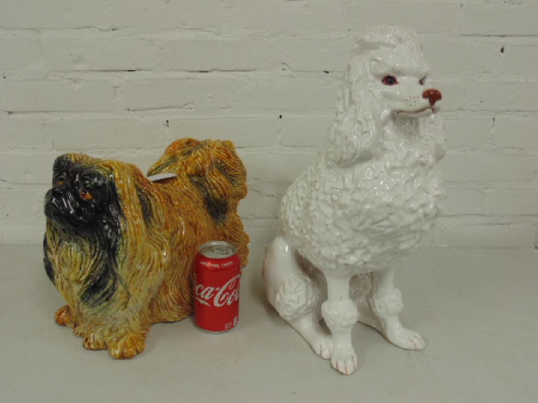 2 terra cotta glazed dogs, Italian Pekinese (1 of 7)