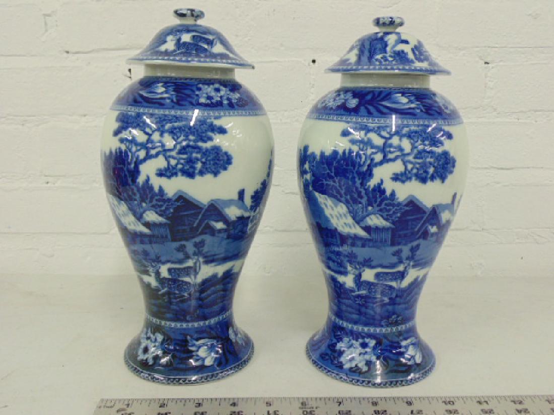 Pair Wedgwood Fallow Deer blue & Etruria, England (1 of 6)