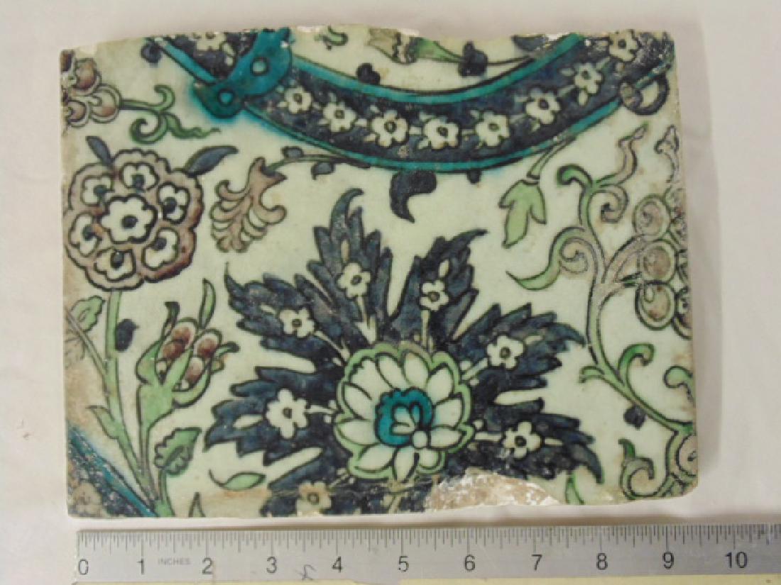 Ottoman Damascus Tile, Cobalt blue manganese purple, (1 of 5)