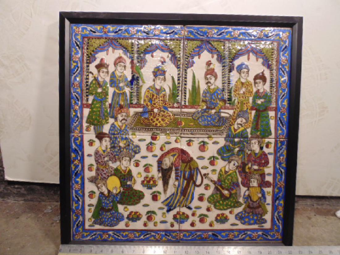 Persian Tile Panel depicting a court scene, Iran, circa (1 of 7)
