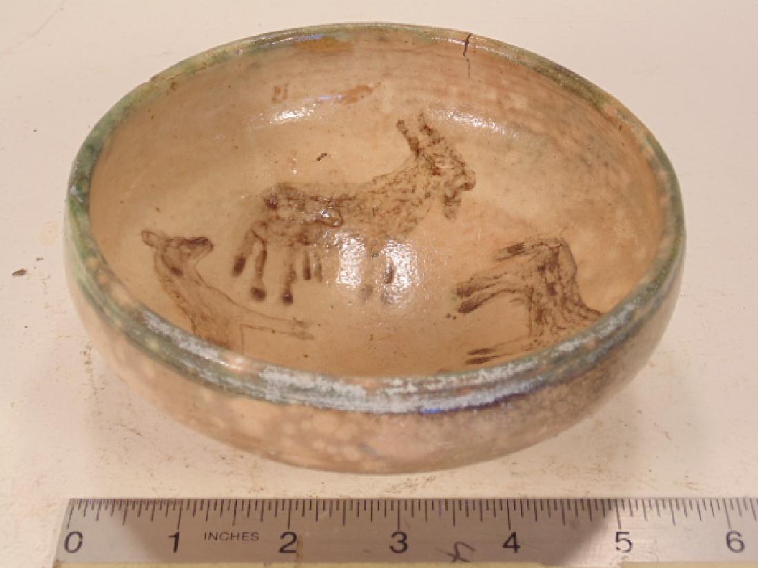 Persian ceramic bowl, decorated with horses & goats, (1 of 7)