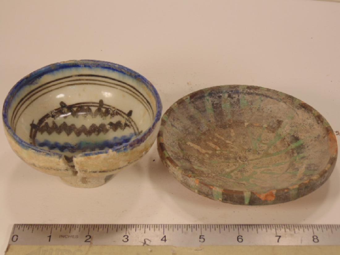 2 small Nishapur Ceramic bowls, chipped, lot includes (1 of 7)