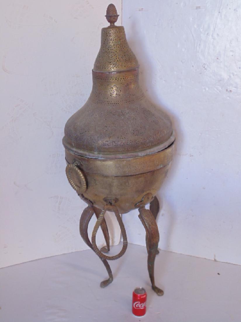 Large Persian brass brazier incised decoration, (1 of 6)