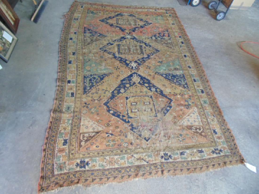 Antique Caucasian rug, carpet, diamond pattern, 9'2" by (1 of 7)