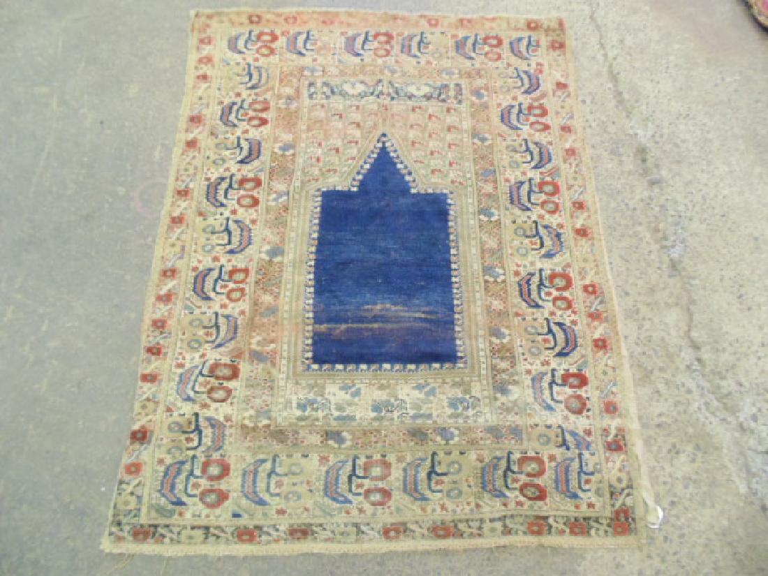 Persian prayer rug blue center, 67" by 51" decorative (1 of 5)