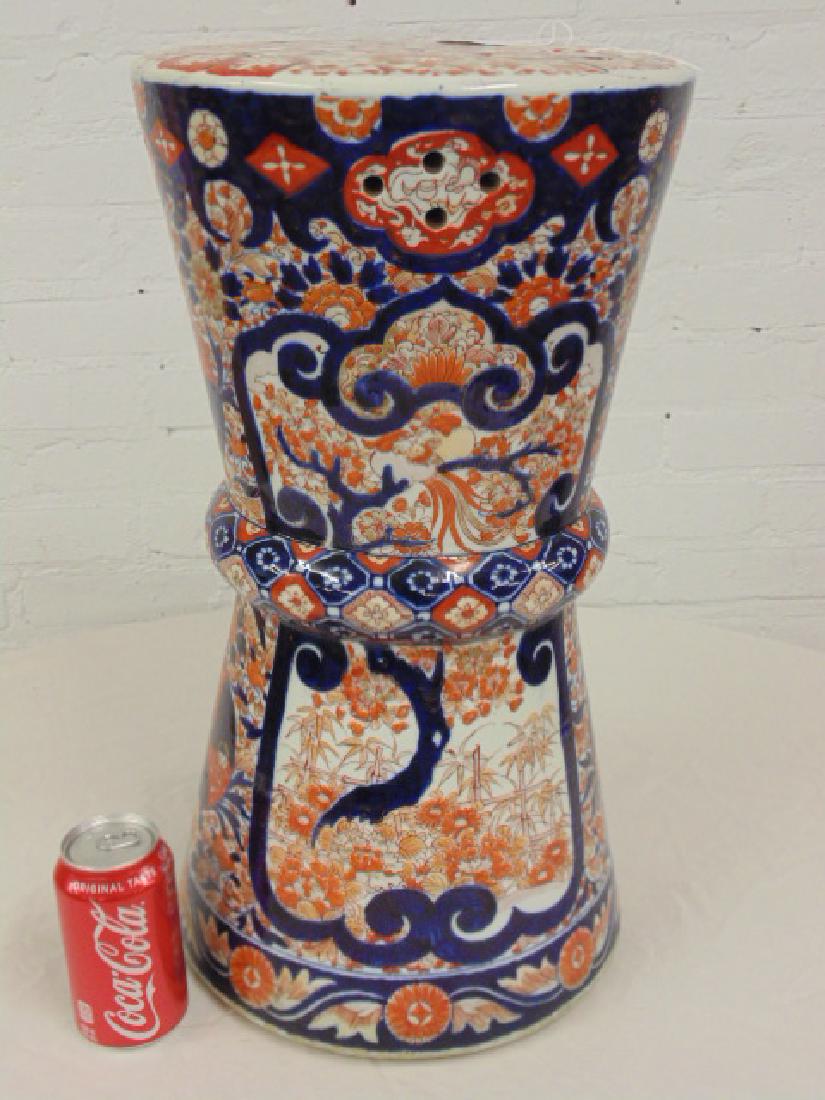 Imari Asian garden seat, porcelain, paint decorated, (1 of 6)