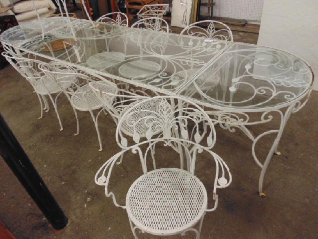 Salterini iron patio table with 8 chairs, 3 part table, (1 of 7)