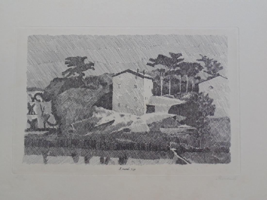 Etching, Giorgio Morandi, "Paesassio Di Grizzana", (1 of 9)