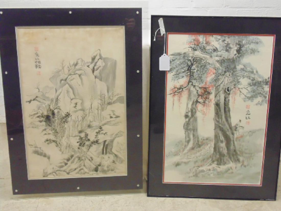 2 Asian watercolors by Toby Peller, "Landscape I" &: 2 Asian watercolors by Toby Peller, "Landscape I" & "Going Home", both 26.5" by 17.5". please refer to images for additional general condition information, all items sold as found, all sales final, if