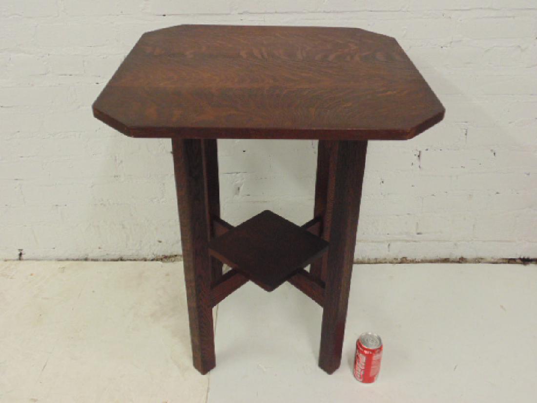 Mission oak Stickley stand with cut corners, lower (1 of 7)