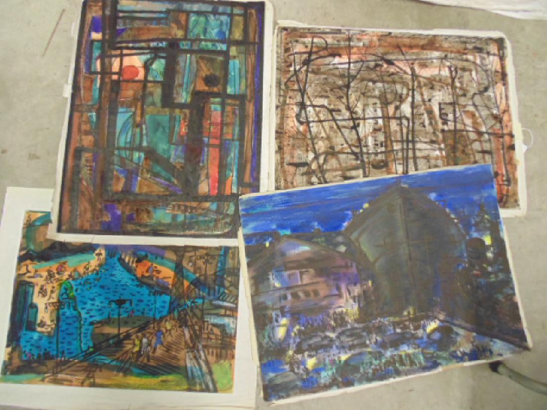 4 paintings, Vincent Drennan, 1950's, all unframed, (1 of 8)