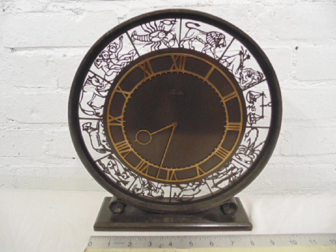 Turler Swiss made bronze zodiac clock, round bronze (1 of 6)