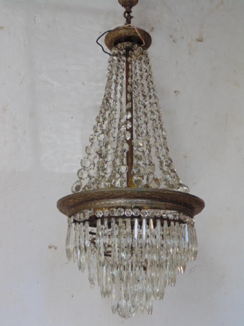 Crystal chandelier, 36" tall, decorative rim with (1 of 12)