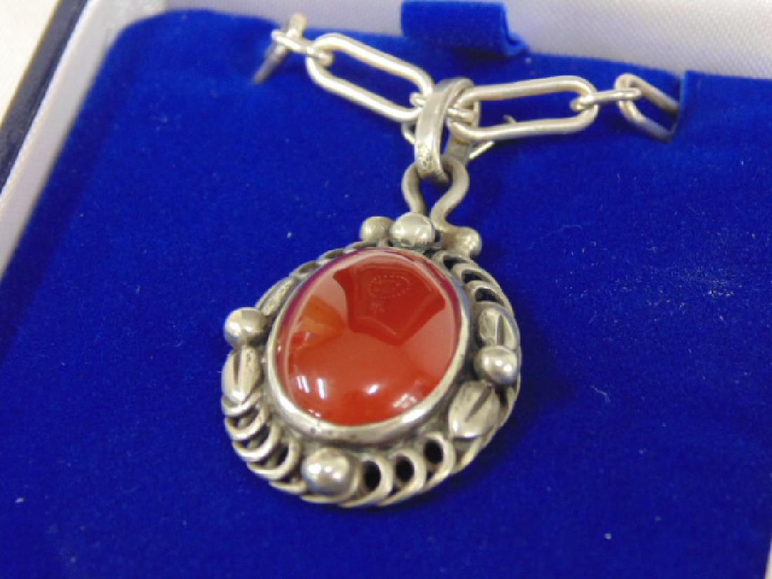 George Jensen silver necklace & Cornelian pendant (1 of 4)