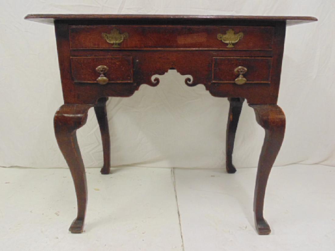 Oak Georgian lowboy, one over 2 drawers, 18th Century,: Oak Georgian lowboy, one over 2 drawers, 18th Century, top is 33" by 21.5", height is 28.25"