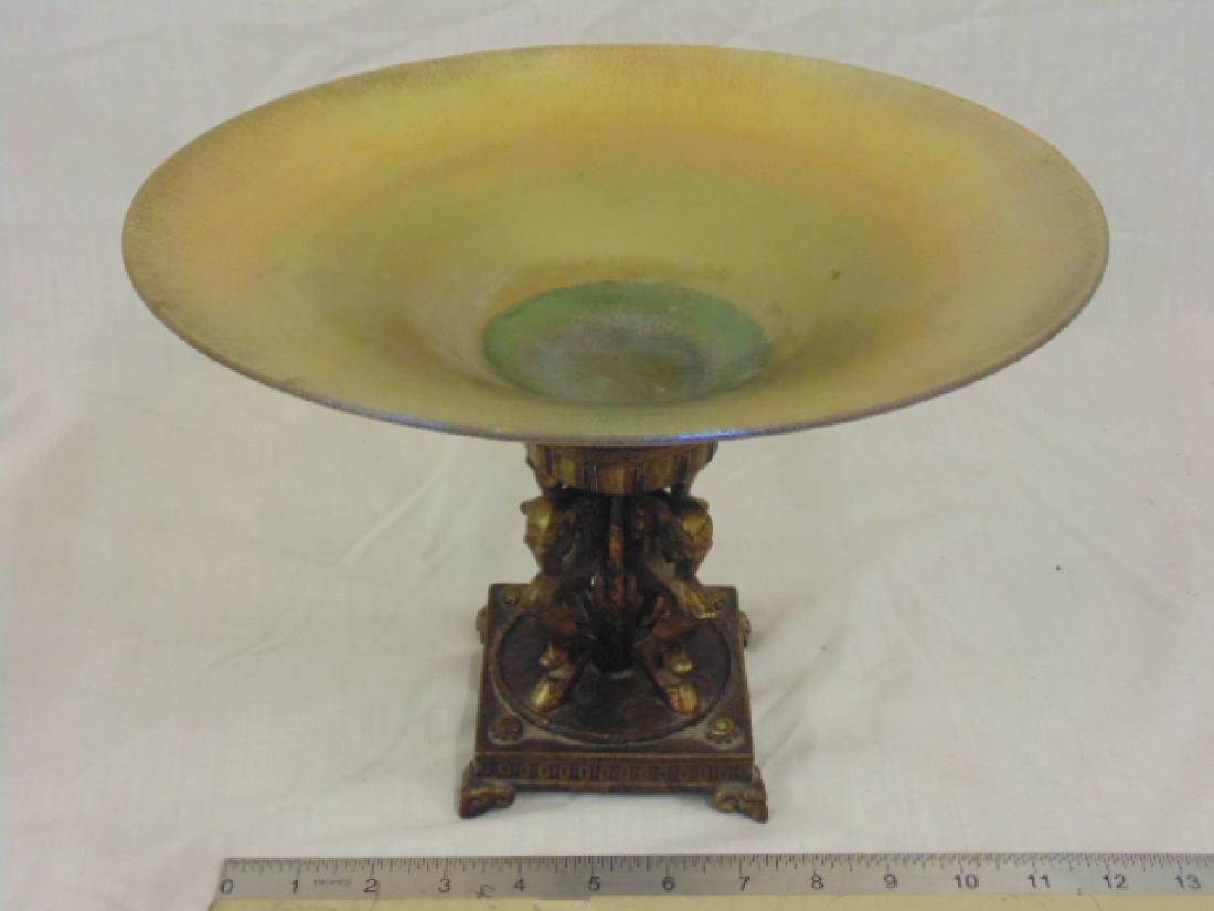 Segar Studio's art glass bowl on bronze base, bowl is: Segar Studio's art glass bowl on bronze base, bowl is 12.25" in diameter, height is 8.5"