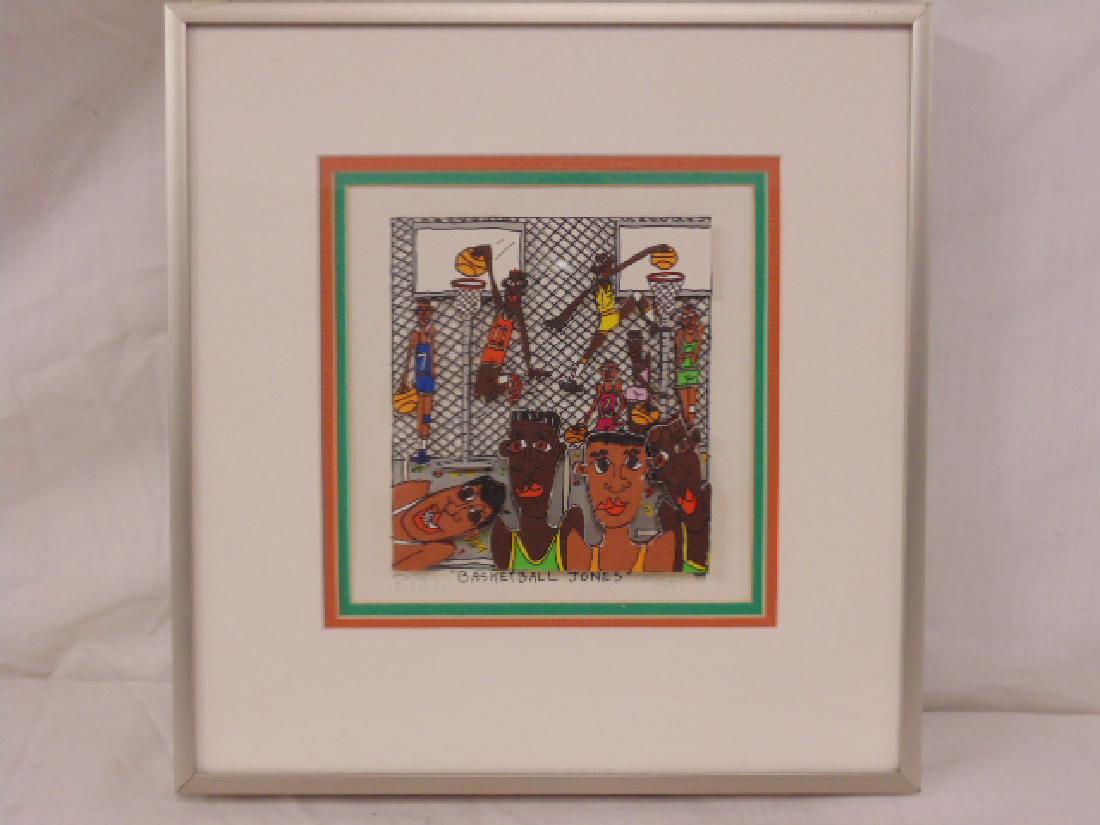 Mixed Media, "Basketball Jones", James Rizzi, 1989,: Mixed Media, "Basketball Jones", James Rizzi, 1989, 169/350, 5.75" by 5 5/8"