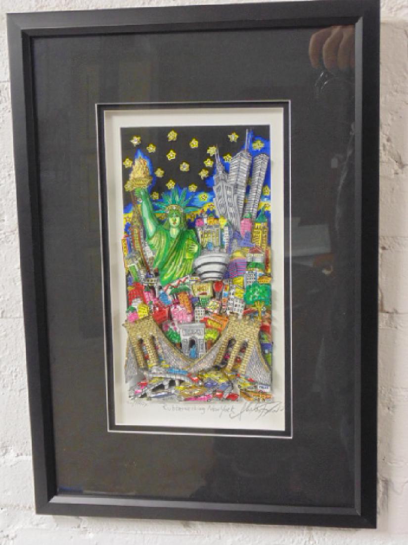 Mixed Media, Charles Fazzino 3D pop art, "Rubbernecking: Mixed Media, lithograph, Charles Fazzino 3D pop art, "Rubbernecking New York", 30/100DX , 11.75" by 6.5", Bonus, reverse has a illustration by artist (see images).