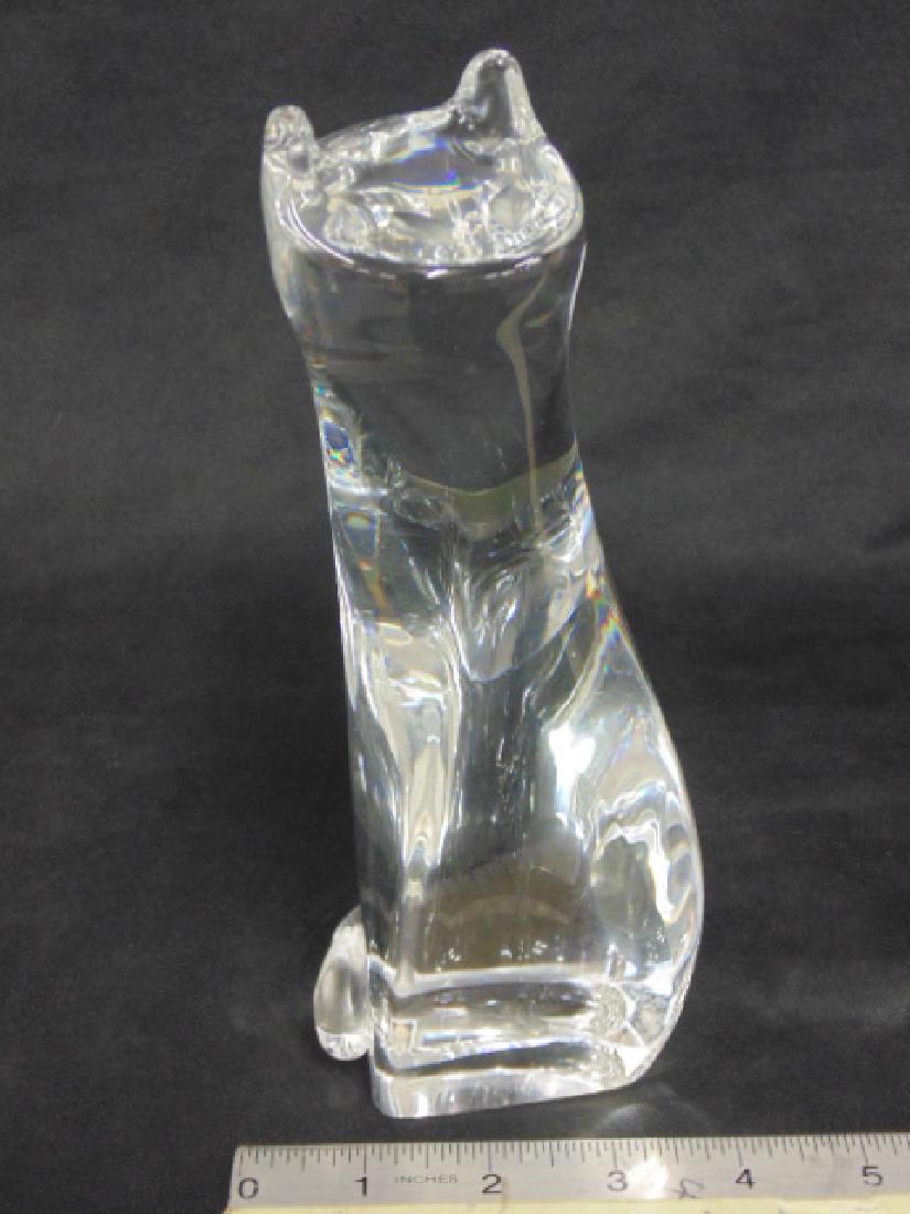 Steuben figural art glass cat, 8 5/8" tall, in good: Steuben figural art glass cat, 8 5/8" tall, in good condition