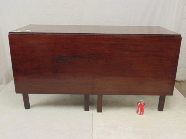 Chippendale drop leaf table, center double swing gate.: Chippendale drop leaf table, center double swing gate leg, table is 54\" long, 20\" deep & 28.25\" high. Note, ends of drop leaf show notches, probably part of a larger sectional dining room table.