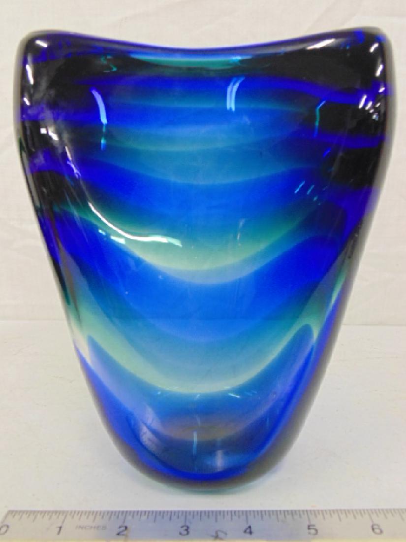 Floris Meydam art glass vase, Leerdam, blue & green, (1 of 7)