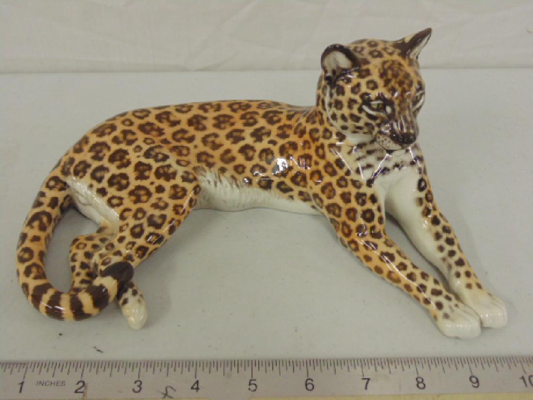 Porcelain leopard, Nymphenburg, West Germany, 10" wide: Porcelain leopard, Nymphenburg, West Germany, 10" wide