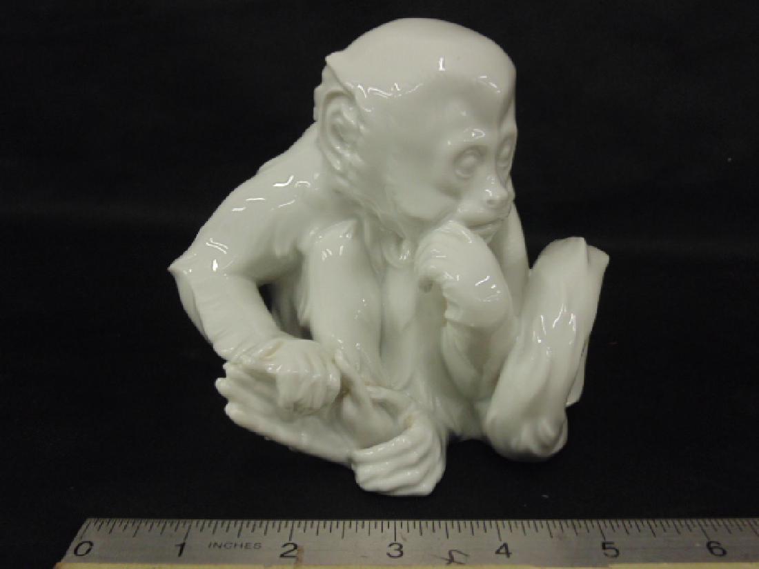 Royal Vienna porcelain monkey, all white, Austrian (1 of 6)