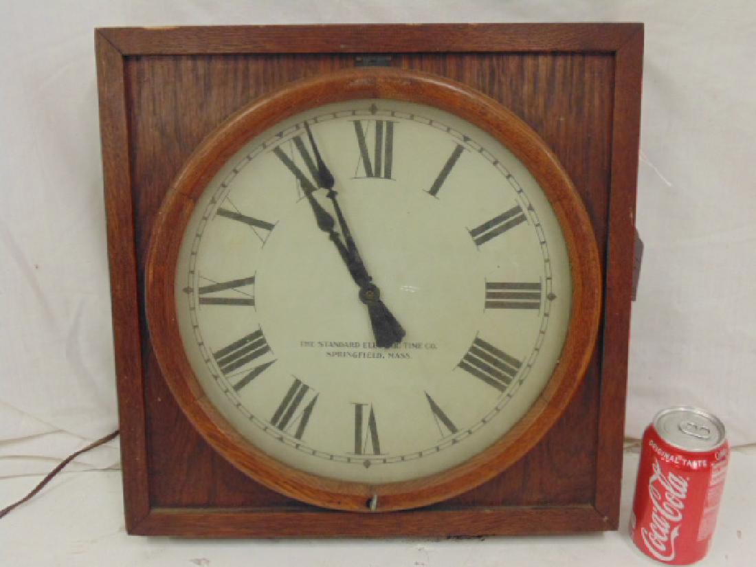 Standard Electric Time Co clock, oak wall clock,