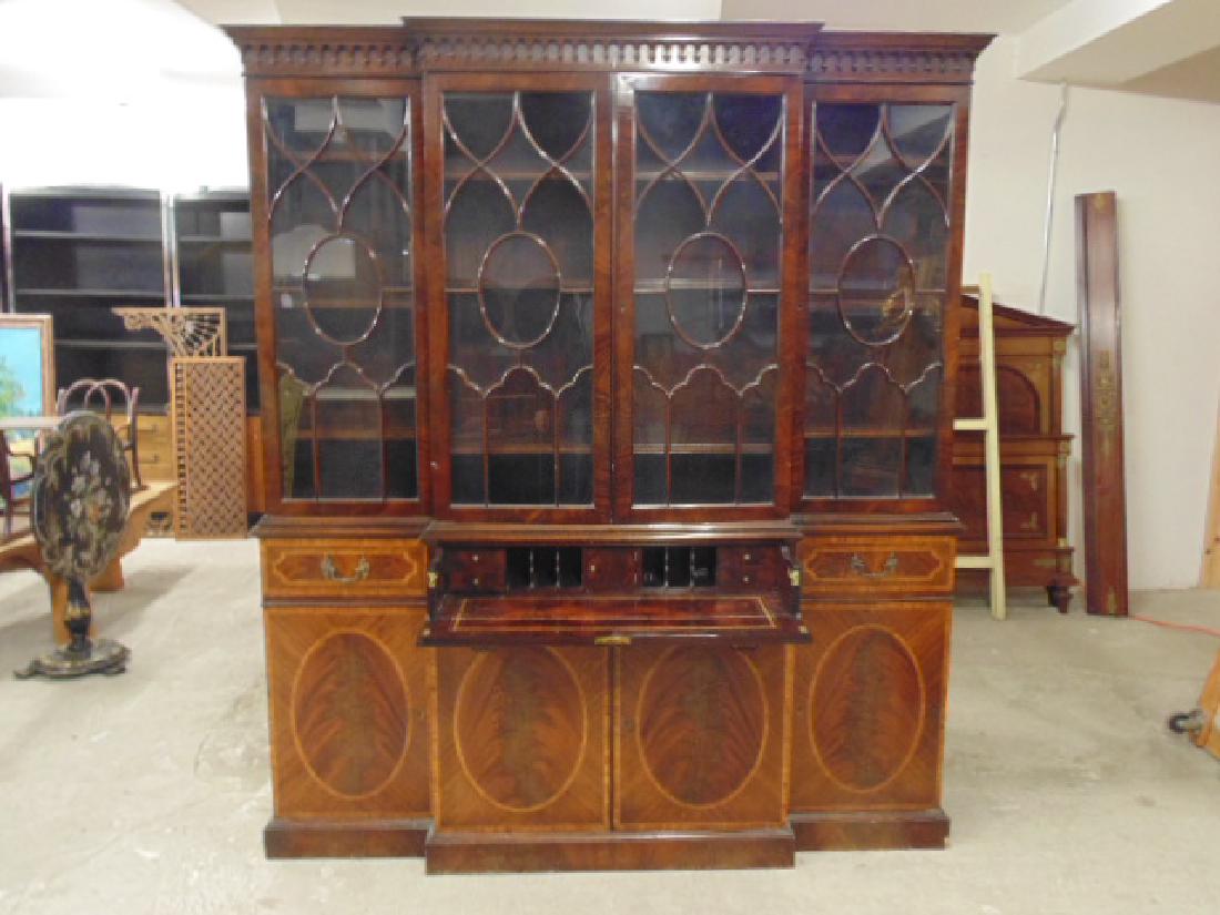 Inlaid mahogany breakfront, high grade breakfront with (1 of 8)