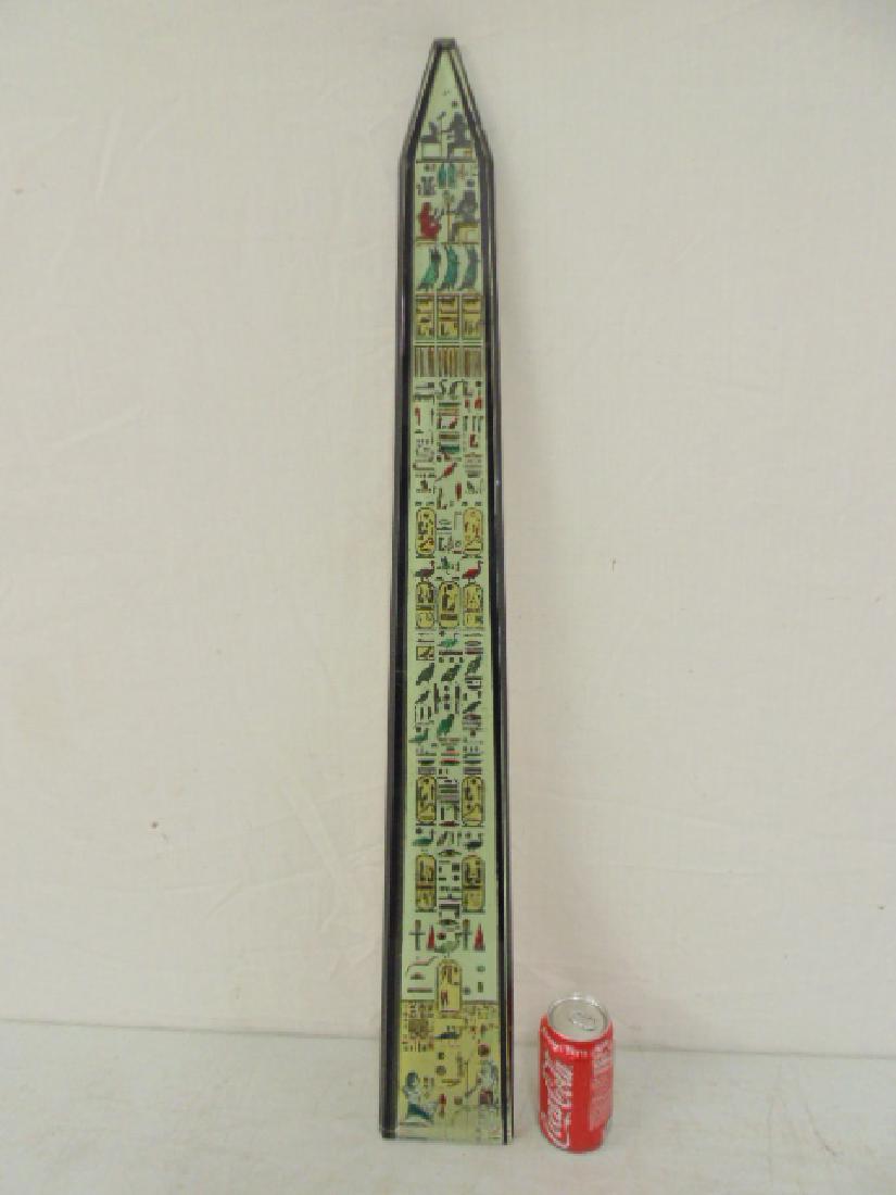 Large glass obelisk, reverse painted Egyptian (1 of 6)